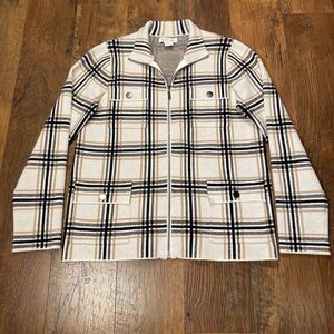 Rachel Zoe Structured Sweater Blazer Jacket Plaid Women’s Large Coat Full Zip